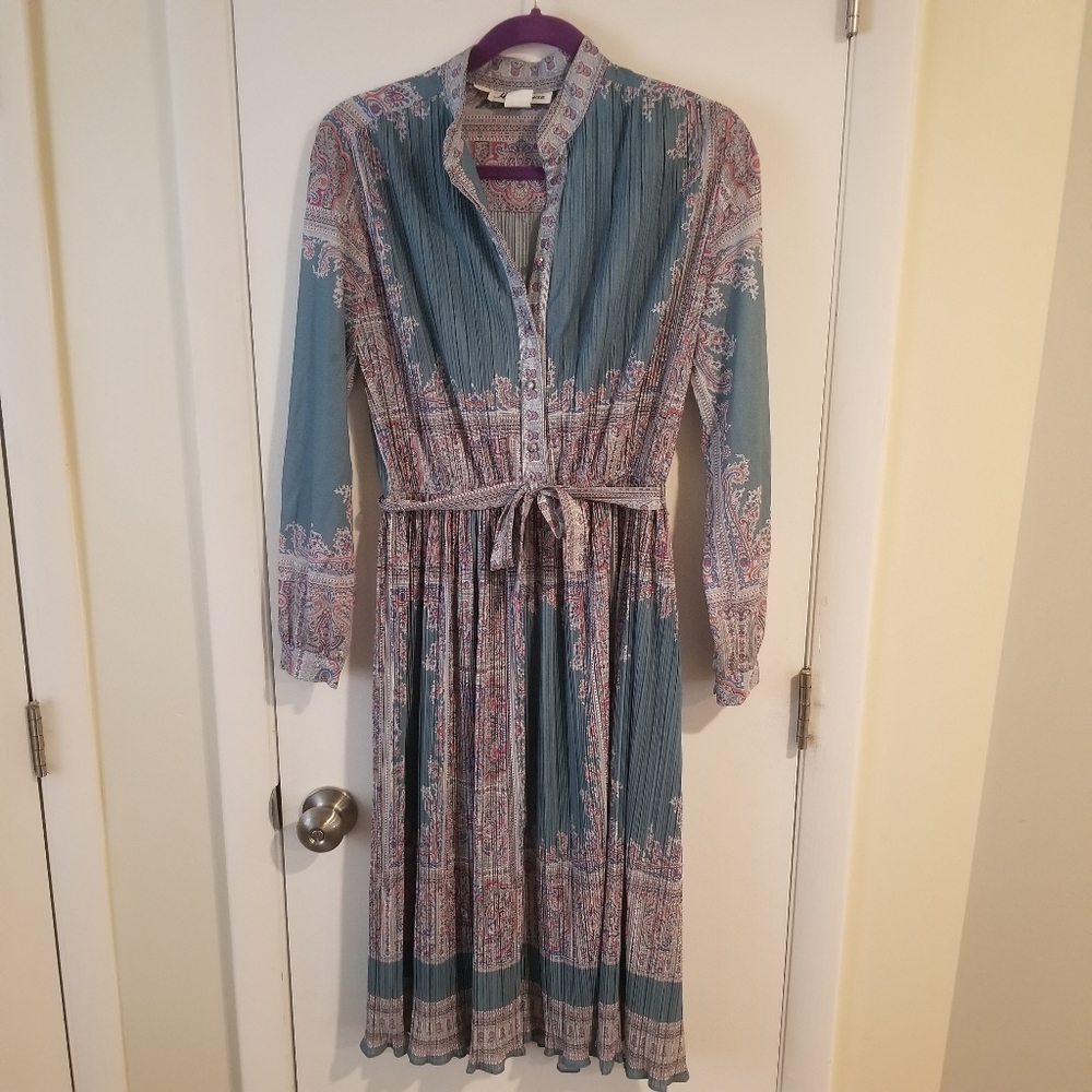VINTAGE Hal Ferman Midi belted paisley dress
